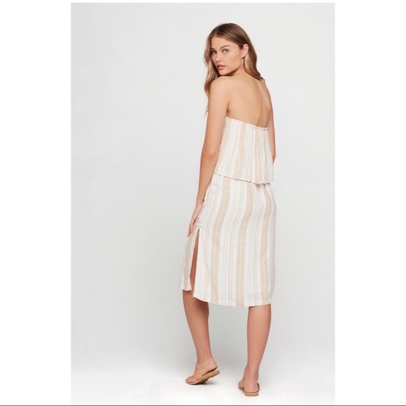 L*space White Striped Strapless Summer Dress - M - Picture 3 of 4